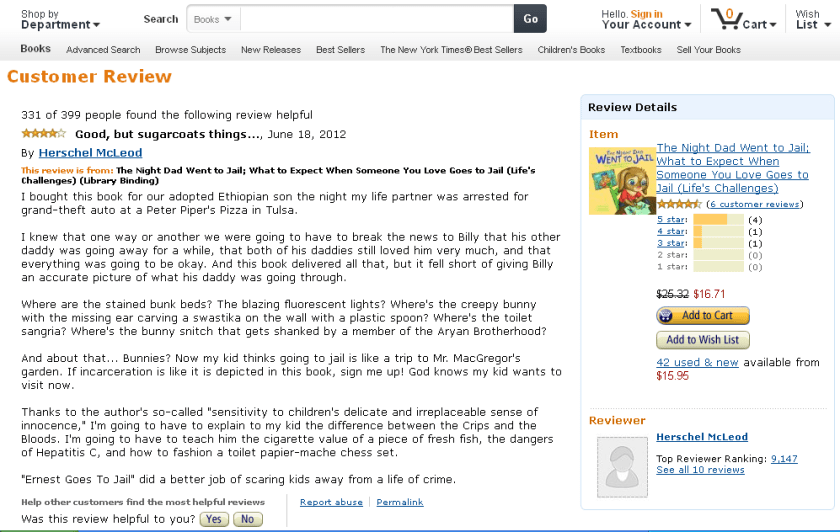 Night Dad Went To Jail AMAZON Book Review