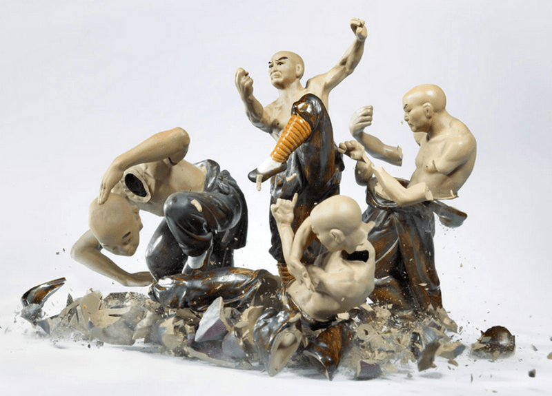 Porcelain Martial Arts Figurines In Action