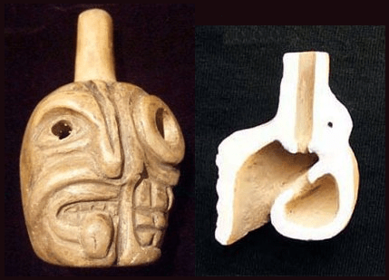 Replica Aztec Death Whistle (with typical cross section).